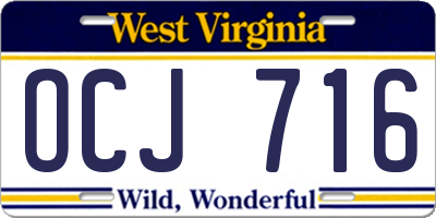 WV license plate OCJ716