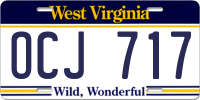 WV license plate OCJ717