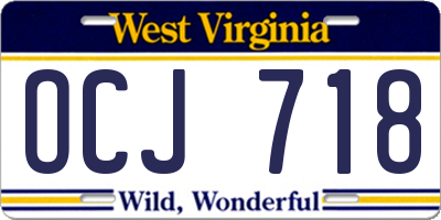 WV license plate OCJ718