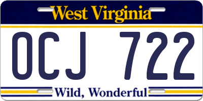 WV license plate OCJ722