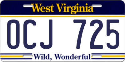 WV license plate OCJ725