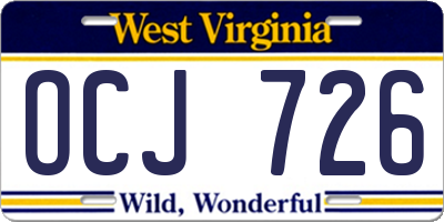 WV license plate OCJ726
