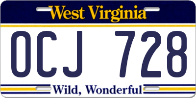 WV license plate OCJ728