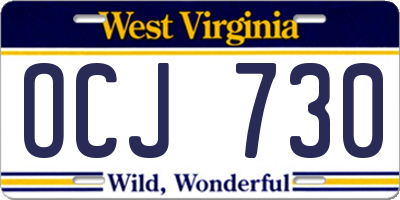 WV license plate OCJ730