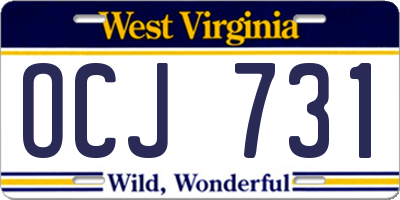 WV license plate OCJ731