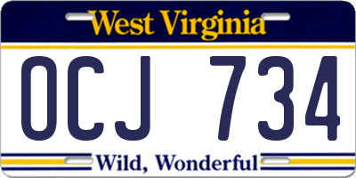 WV license plate OCJ734
