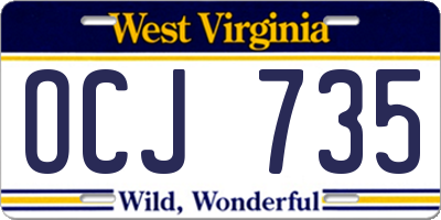 WV license plate OCJ735