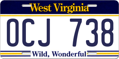 WV license plate OCJ738