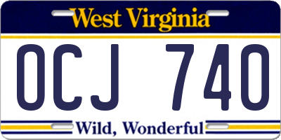 WV license plate OCJ740