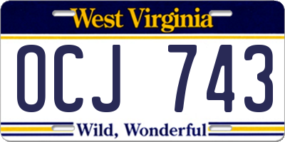 WV license plate OCJ743