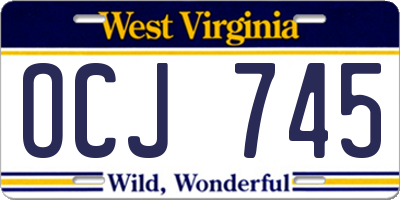 WV license plate OCJ745