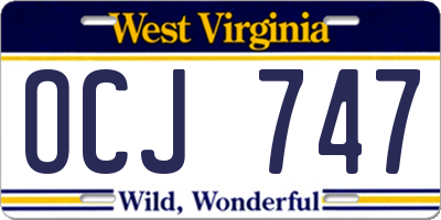 WV license plate OCJ747