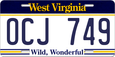 WV license plate OCJ749