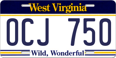 WV license plate OCJ750