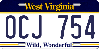WV license plate OCJ754