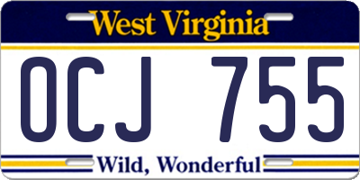 WV license plate OCJ755