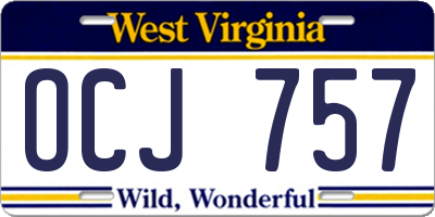 WV license plate OCJ757