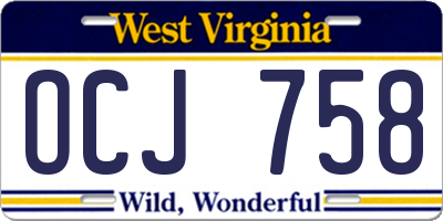 WV license plate OCJ758