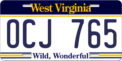 WV license plate OCJ765