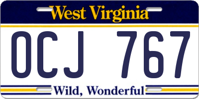 WV license plate OCJ767