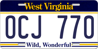 WV license plate OCJ770