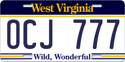 WV license plate OCJ777