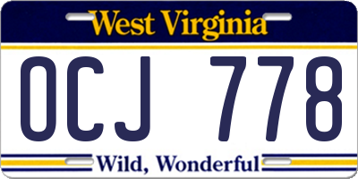WV license plate OCJ778