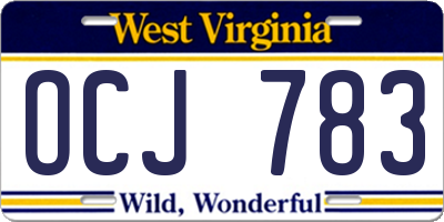 WV license plate OCJ783
