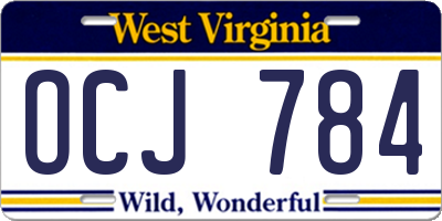 WV license plate OCJ784