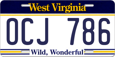 WV license plate OCJ786