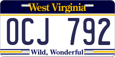 WV license plate OCJ792