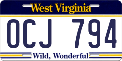 WV license plate OCJ794