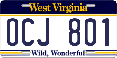 WV license plate OCJ801
