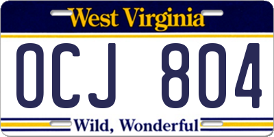WV license plate OCJ804