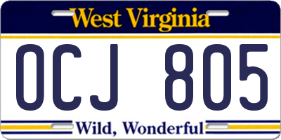 WV license plate OCJ805