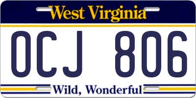 WV license plate OCJ806