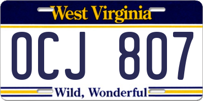 WV license plate OCJ807