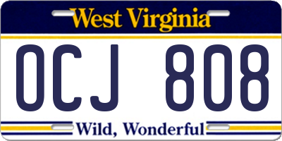WV license plate OCJ808