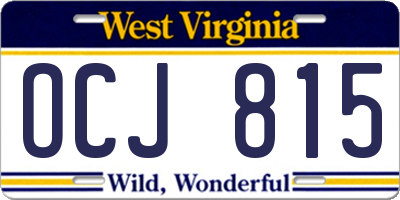WV license plate OCJ815
