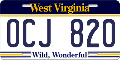 WV license plate OCJ820