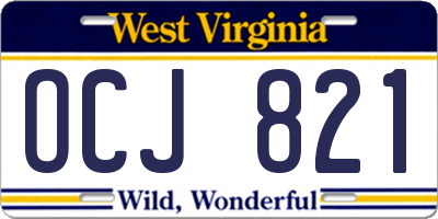 WV license plate OCJ821