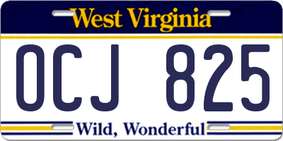 WV license plate OCJ825
