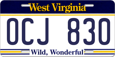 WV license plate OCJ830