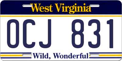 WV license plate OCJ831