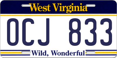 WV license plate OCJ833