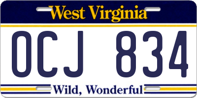 WV license plate OCJ834