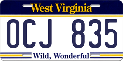 WV license plate OCJ835