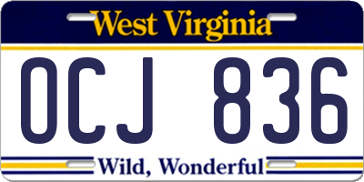 WV license plate OCJ836