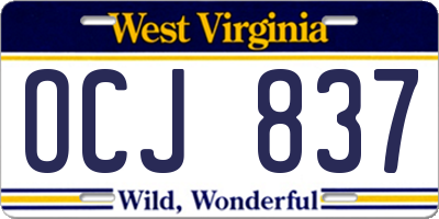 WV license plate OCJ837