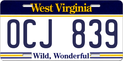 WV license plate OCJ839